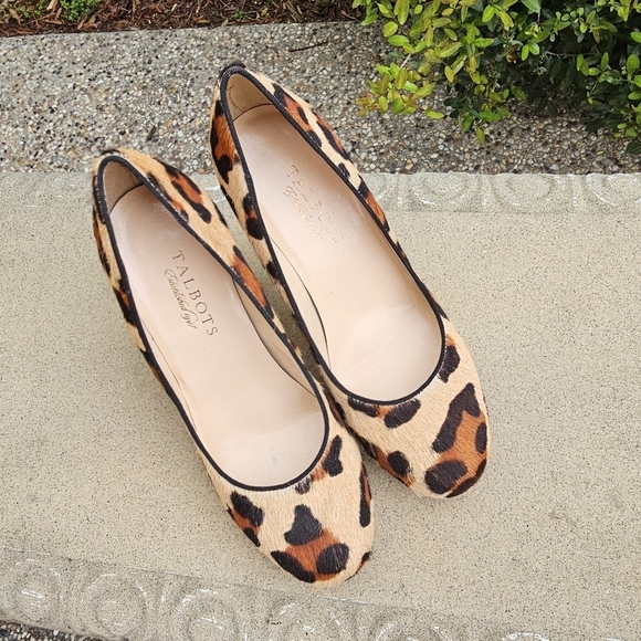 Talbots animal print Leopard Print Pony Hair Classic Platform Pumps Heels 7B - Picture 15 of 15